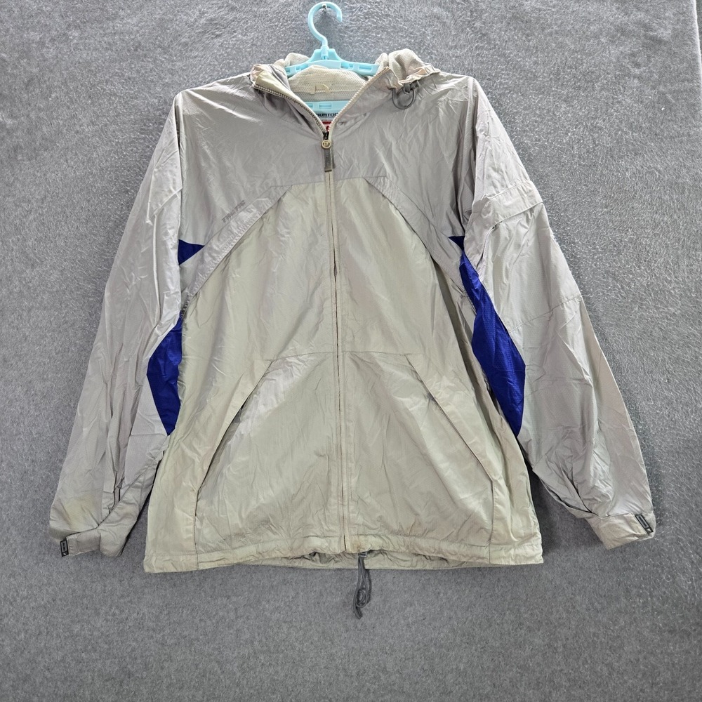 Burton Men Jacket L Gray Windbreaker Snowboarding Hooded Pockets Full Zip READ